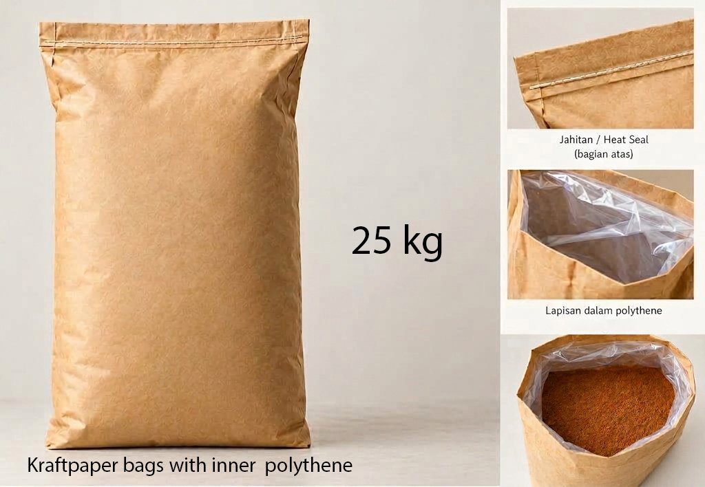 Kraftpaper bags with inner polythene